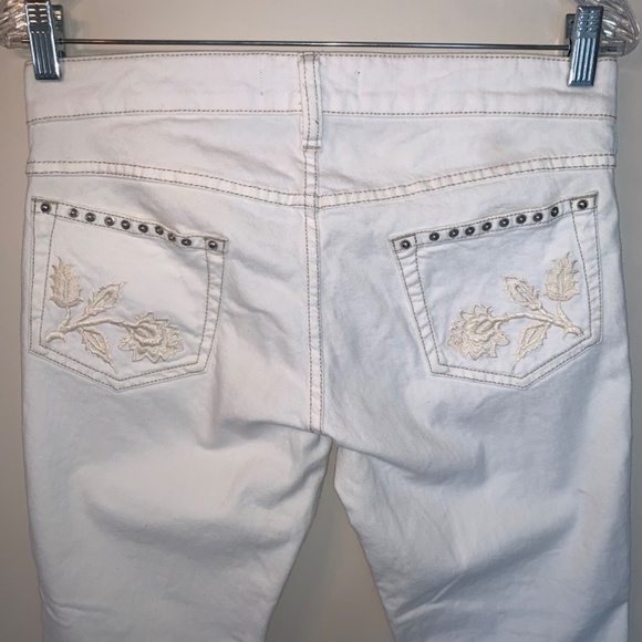 Isabel Marant Embroidered Studded Skinny Low Rise Cream Jeans 38 - Picture 10 of 14